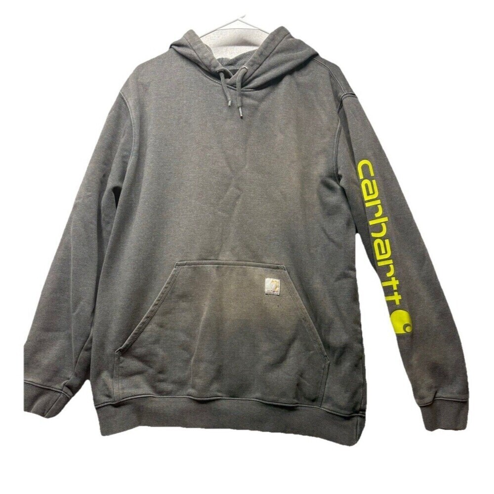 Carhartt Original Fit Faded Gray Hoodie Size L K288 026 Distressed Worn Grunge
